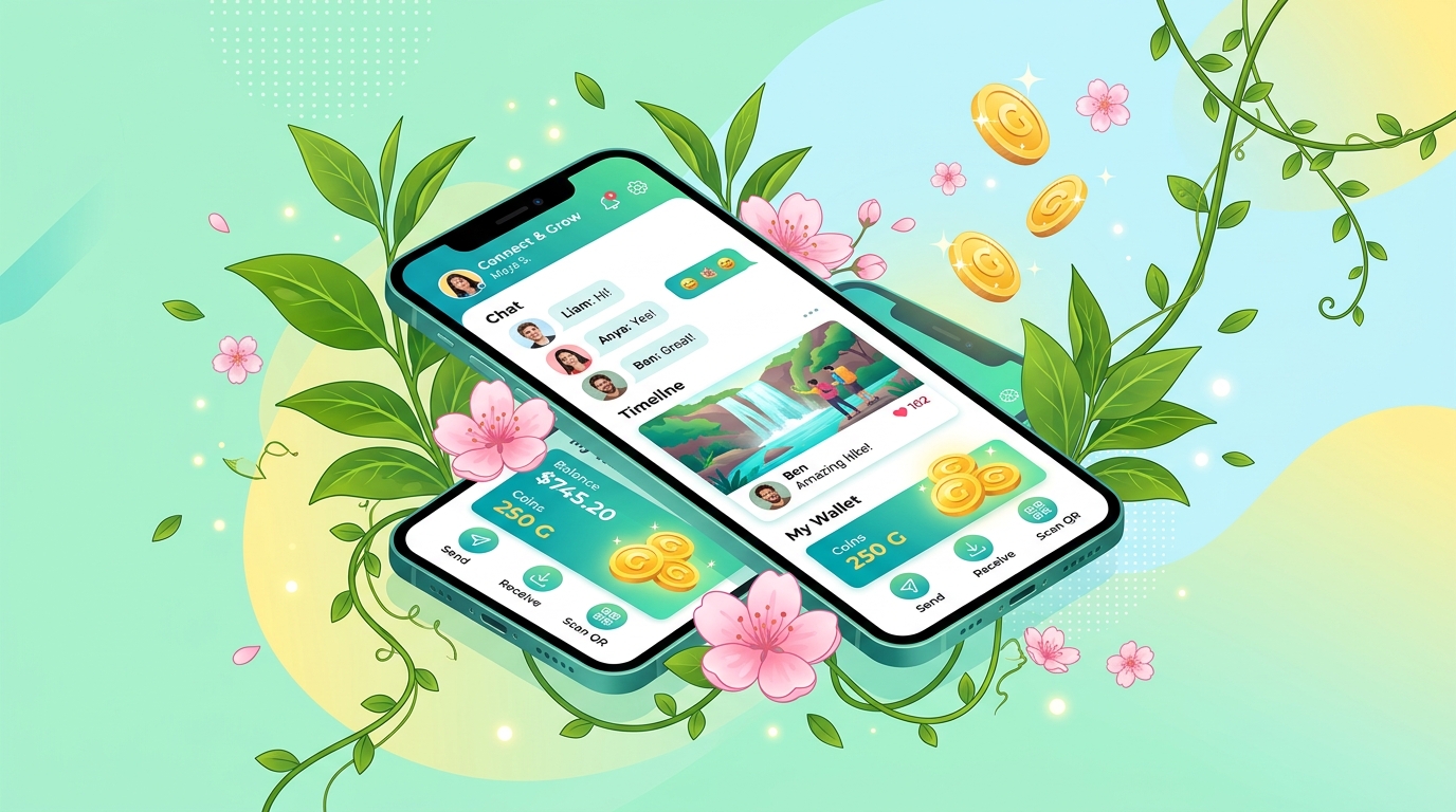 Bonlota App Showcase mockup illustration